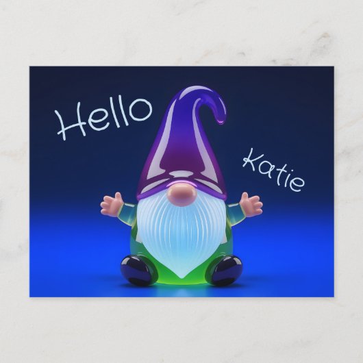 Translucent Glass Gnome Figurine with Custom Name Briefkaart (Voorkant)