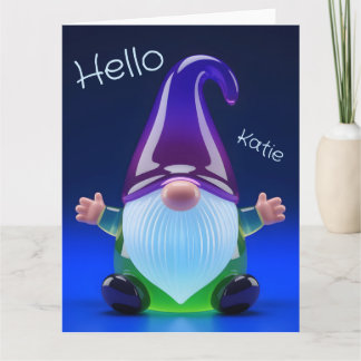 Translucent Glass Gnome Figurine with Custom Name Kaart