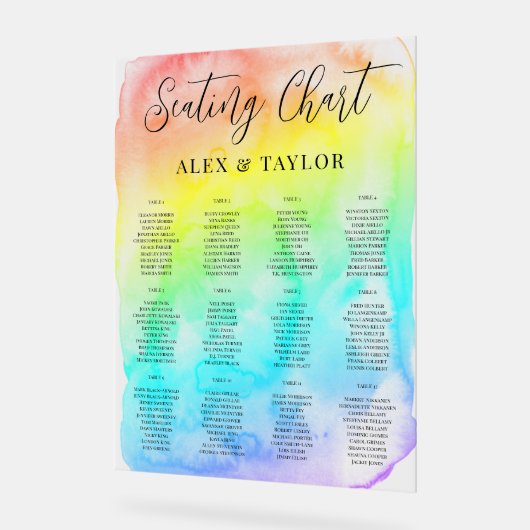 Translucide Arc-en-ciel Ombre LGBTQ Seating Chart (Angle)