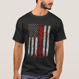 Transmissietoren Amerikaanse vlaggenlijn T-shirt