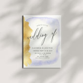 Transparant Blauw Waterverf Goud Faux Folie Bruilo Kaart