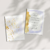 Transparant Blauw Waterverf Goud Faux Folie Bruilo Kaart