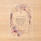 Transparant Boho Floral Westerne bruiloft Acryl Uitnodigingen (Voorkant)