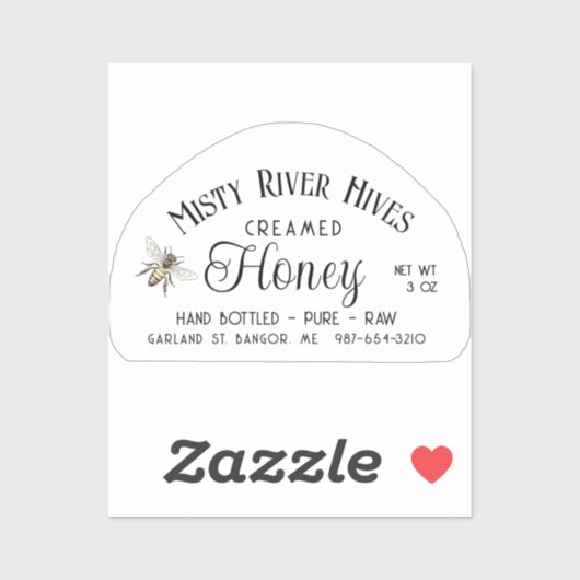 Transparant Creamed Honey Label 3 oz Skep Jar (Vel)