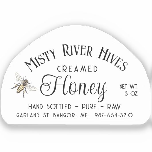 Transparant Creamed Honey Label 3 oz Skep Jar (Voorkant)