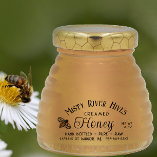 Transparant Creamed Honey Label 3 oz Skep Jar