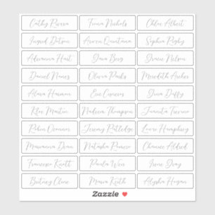Transparant Eenvoudig romantisch Script gastenname Sticker