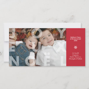 Transparant Joyeux Noel in Red Photo Card Feestdagenkaart