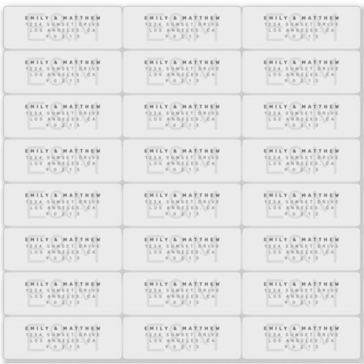 Transparant Modern Monogram Bruiloft Retouradres Sticker (Voorkant)