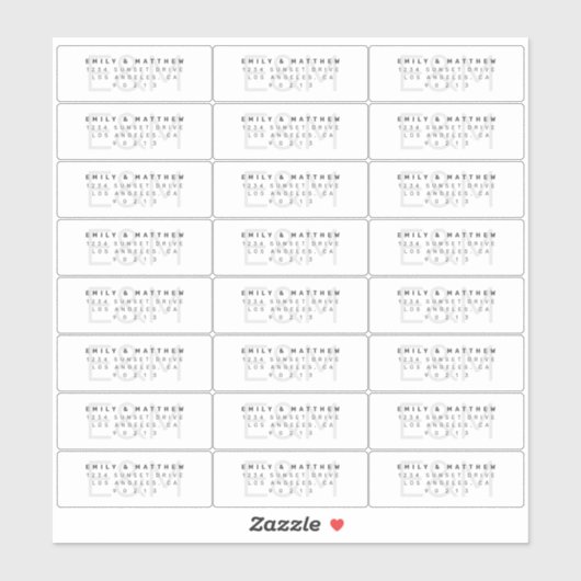 Transparant Modern Monogram Bruiloft Retouradres Sticker (Vel)