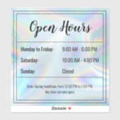 Transparant Open Hours Sticker (Vel)