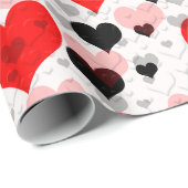 Transparant Rood Zwart Liefde Vorm Hart Cadeaupapier (Rol Hoek)