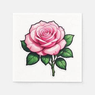 Transparant Roze Roze Bloem Sticker Servet