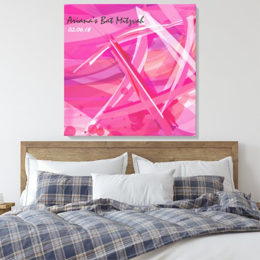 TRANSPARANT STAR-Pink Bat Mitzvah Inlogbord Canvas Afdruk (Insitu (Slaapkamer))