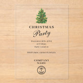 Transparant zakelijk kerstfeest acryl uitnodigingen (Voorkant)