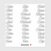 Transparante 30 voornamen | Elegante kalligrafie Sticker (Vel)