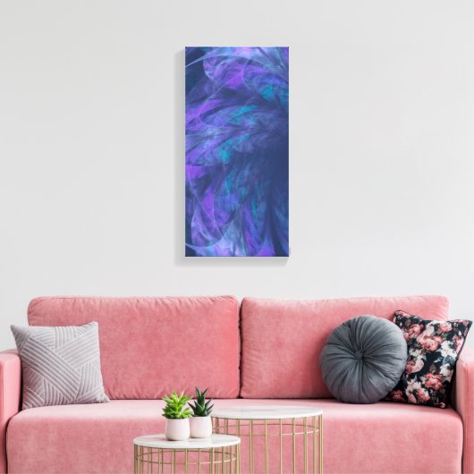 Transparante blauwe bloemblaadjes fractaal canvas afdruk (Insitu (Woonkamer))