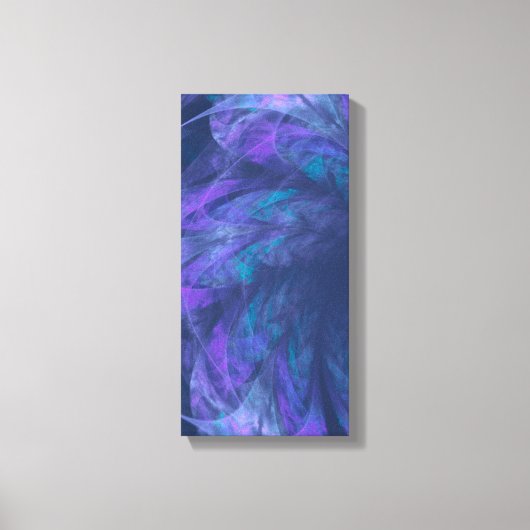 Transparante blauwe bloemblaadjes fractaal canvas afdruk (Voorkant)