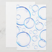 Transparante blauwe zeepbellen briefpapier (Voorkant / Achterkant)
