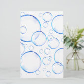 Transparante blauwe zeepbellen briefpapier (Staand voorkant)