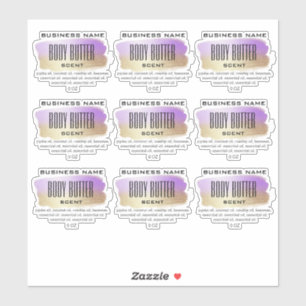 Transparante body boterlabels Paarse en gouden Sticker