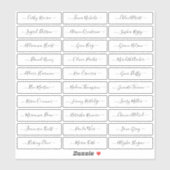 Transparante eenvoudige moderne scriptgastnamen sticker (Vel)