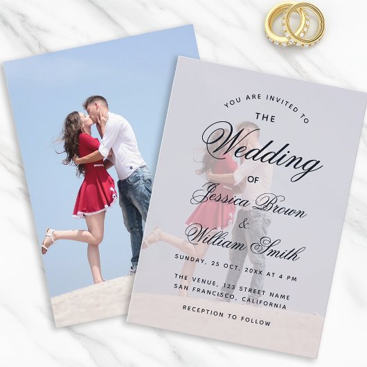 Transparante foto Elegant Script Modern Wedding Kaart