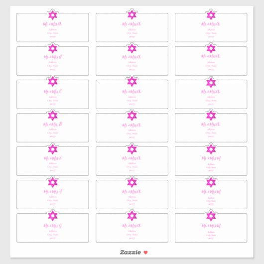 Transparante gastAdresetiketten, warm roze Sticker (Vel)