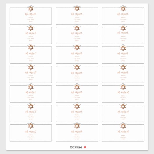 Transparante gastadreslabels, namaak koper sticker (Vel)