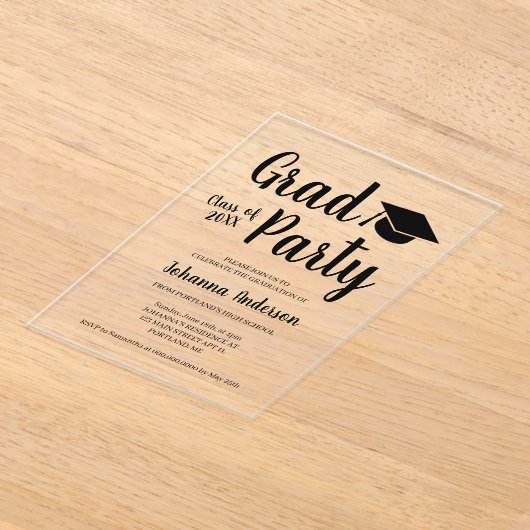 Transparante Graduation Party Acryl Uitnodiging Acryl Uitnodigingen (Laagn)