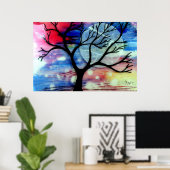 Transparante lagen structuur en inkt poster (Thuiskantoor)