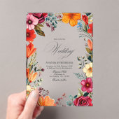 Transparante Levendige Bloemen Mexicaanse Fiesta H Acryl Uitnodigingen (Insitu (Draagbaar))