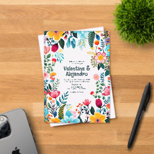 Transparante Mexicaanse Fiesta bloemen bruiloft Acryl Uitnodigingen