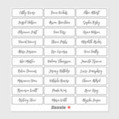 Transparante moderne scriptgastennamen sticker (Vel)