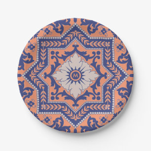 Transparante Monogram Azulejo Style Paper Bord