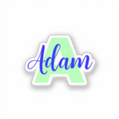 Transparante Monogram + Naam | Waterdichte Sticker (Voorkant)