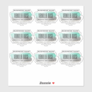 Transparante sojakaars etiketten turquoise en zilv sticker