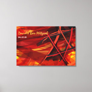 Transparante Star Red Bar Bat Mitzvah Sign-In Boar Canvas Afdruk