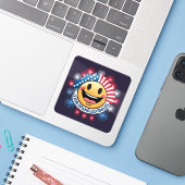 Transparante Star-Spangled Smiles Sticker (Laptop met iPhone)