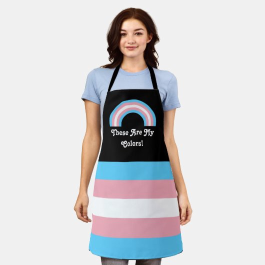 Transparante vlag en regenboog met aangepaste teks schort (Gedragen)