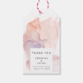 Transparante zijde moderne bruiloft dank u cadeaulabel (Voorkant)