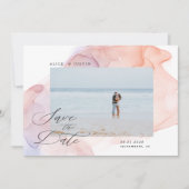 transparante zijde moderne foto Save the Date Kaart (Voorkant)