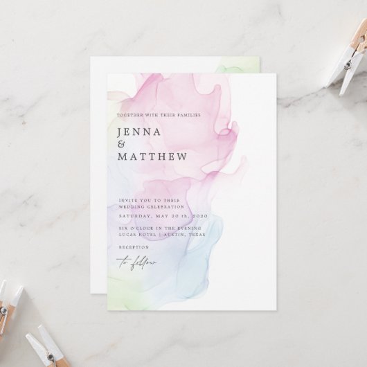 Transparante Zijde Moderne Huwelijk Kaart (Voorkant / Achterkant in situ)