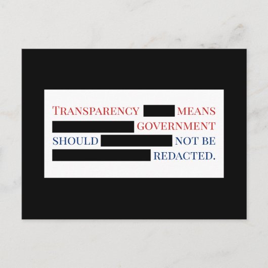 Transparantie van de overheid mag niet worden teru briefkaart (Voorkant)