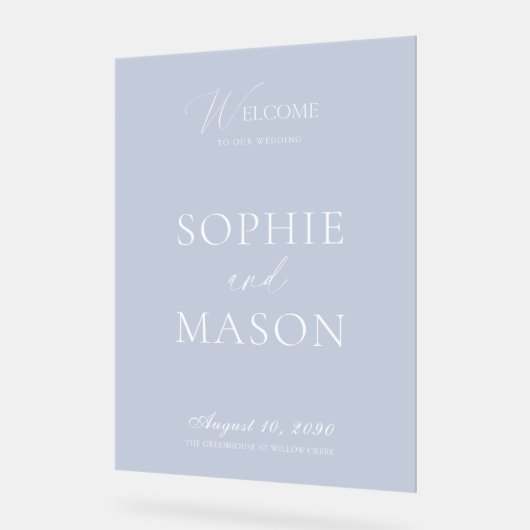 Transparent Acrylic Wedding Welcome Sign (Angle)