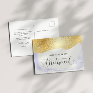Transparent Blue Faux Foil Bridesmaid Invitation