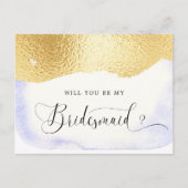 Transparent Blue Faux Foil Bridesmaid Invitation (Devant)