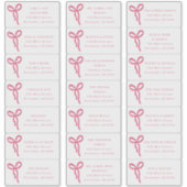 Transparent Bow Wedding Guest Address Labels (Voorkant)