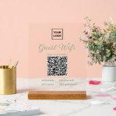 Transparent Guest WiFi Sign with QR Code  Acryl Bord (Huwelijk)