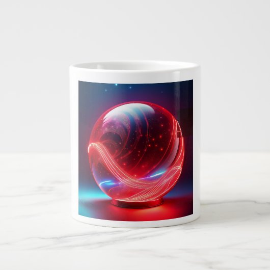 Transparent Reflective  Red Globe With Starbursts Extra Grote Beker (Voorkant)